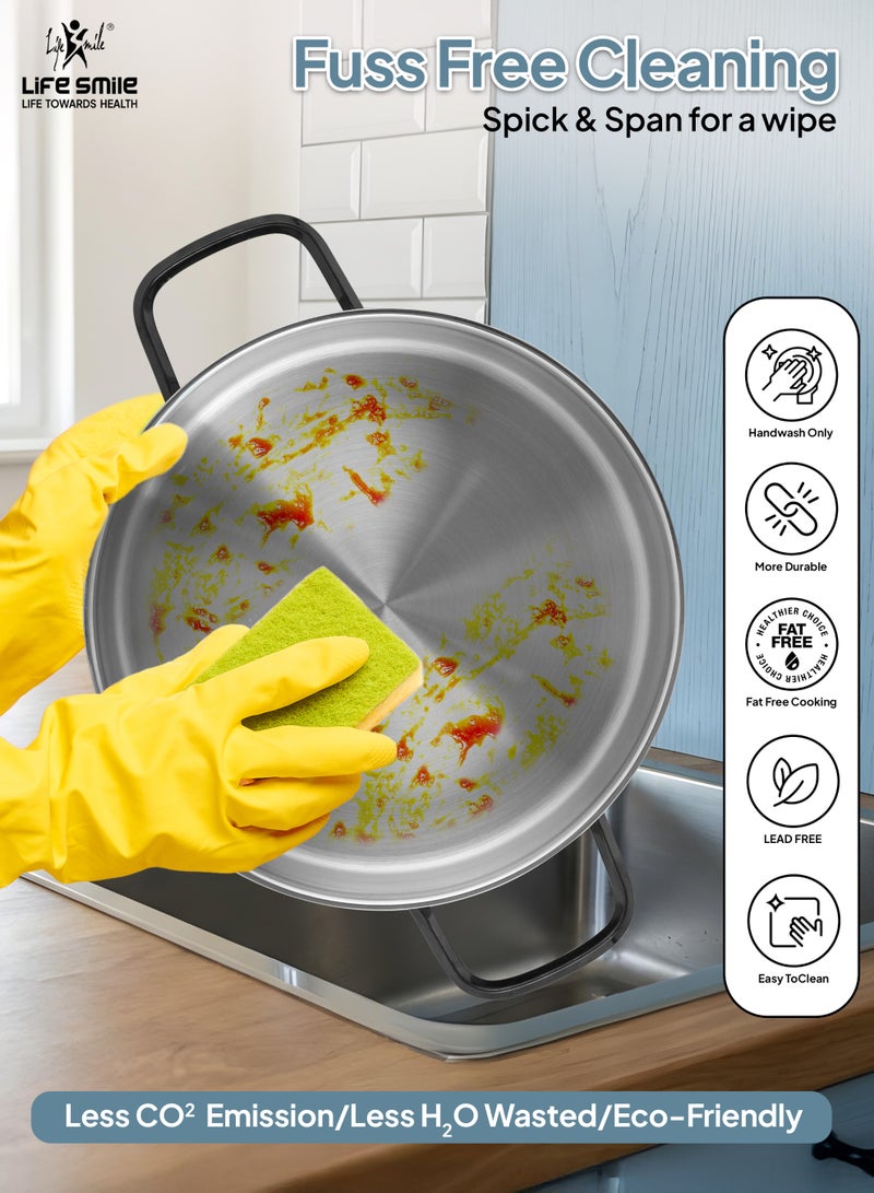 Life Smile 8-Piece Stainless Steel Cookware Set with Lids -20/24/28cm Casseroles, 28cm Shallow Pot,Multi-Size Cooking Pots - Image 2